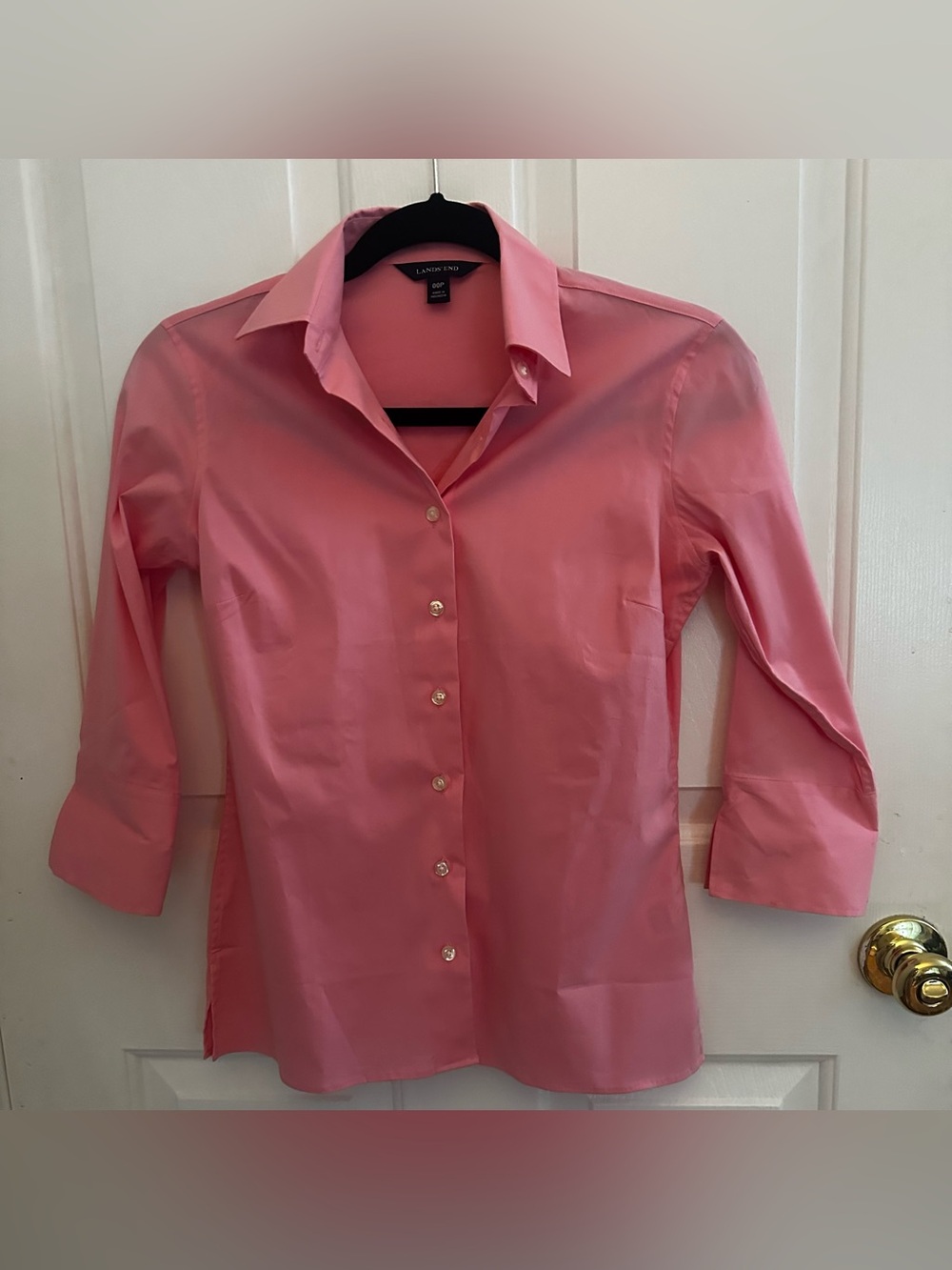 Lands' End Women's Pink Button-Front Shirt
